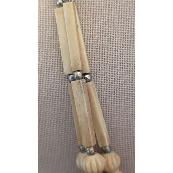 Vintage Tribal Carved Single to Triple Strand Beaded Hook Clasp Necklace - Picture 4 of 7